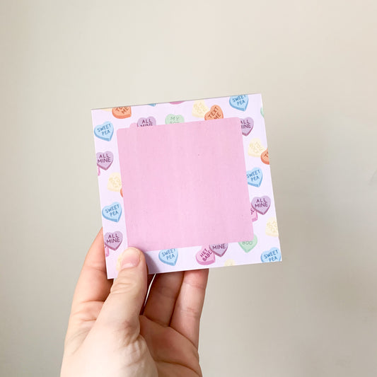 candy heart notepad