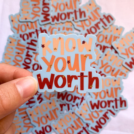 know your worth mini sticker